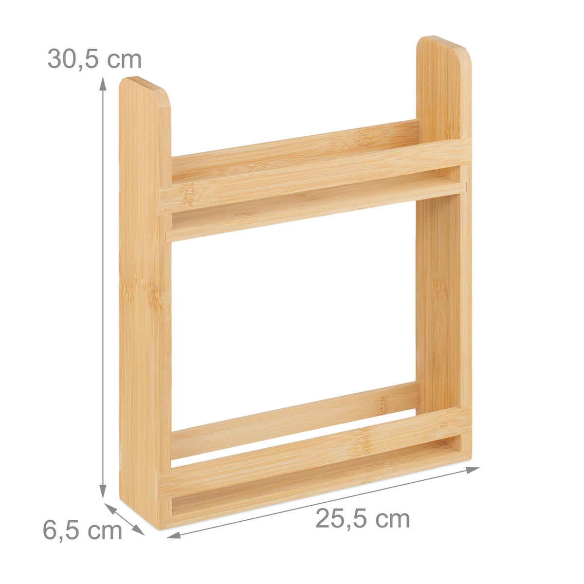 GEWÜRZREGAL - Hellbraun/Naturfarben, Holz (25.5/30.5/6.5cm) - Relaxdays