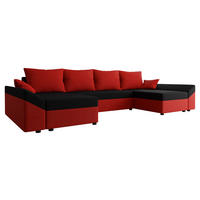 WOHNLANDSCHAFT Dante U - Rot/Schwarz, Holz/Kunststoff (310/82/140cm) - MIRJAN24