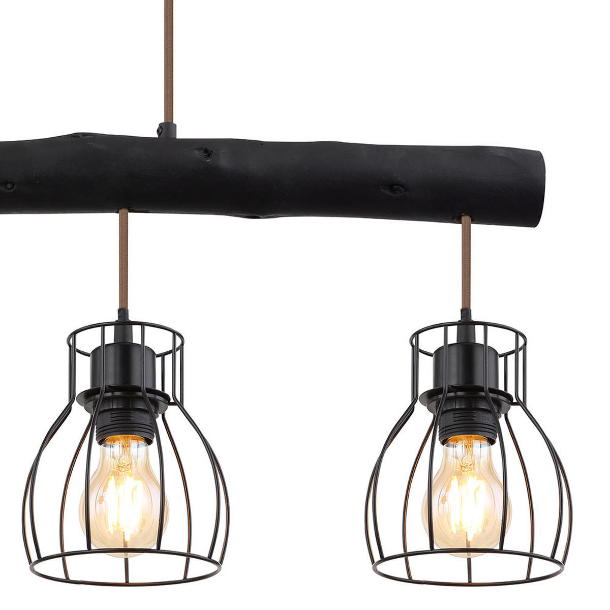 HÄNGELEUCHTE Balken Schwarz Matt - Schwarz, Holz (82.5/16.3/140cm) - Globo Lighting