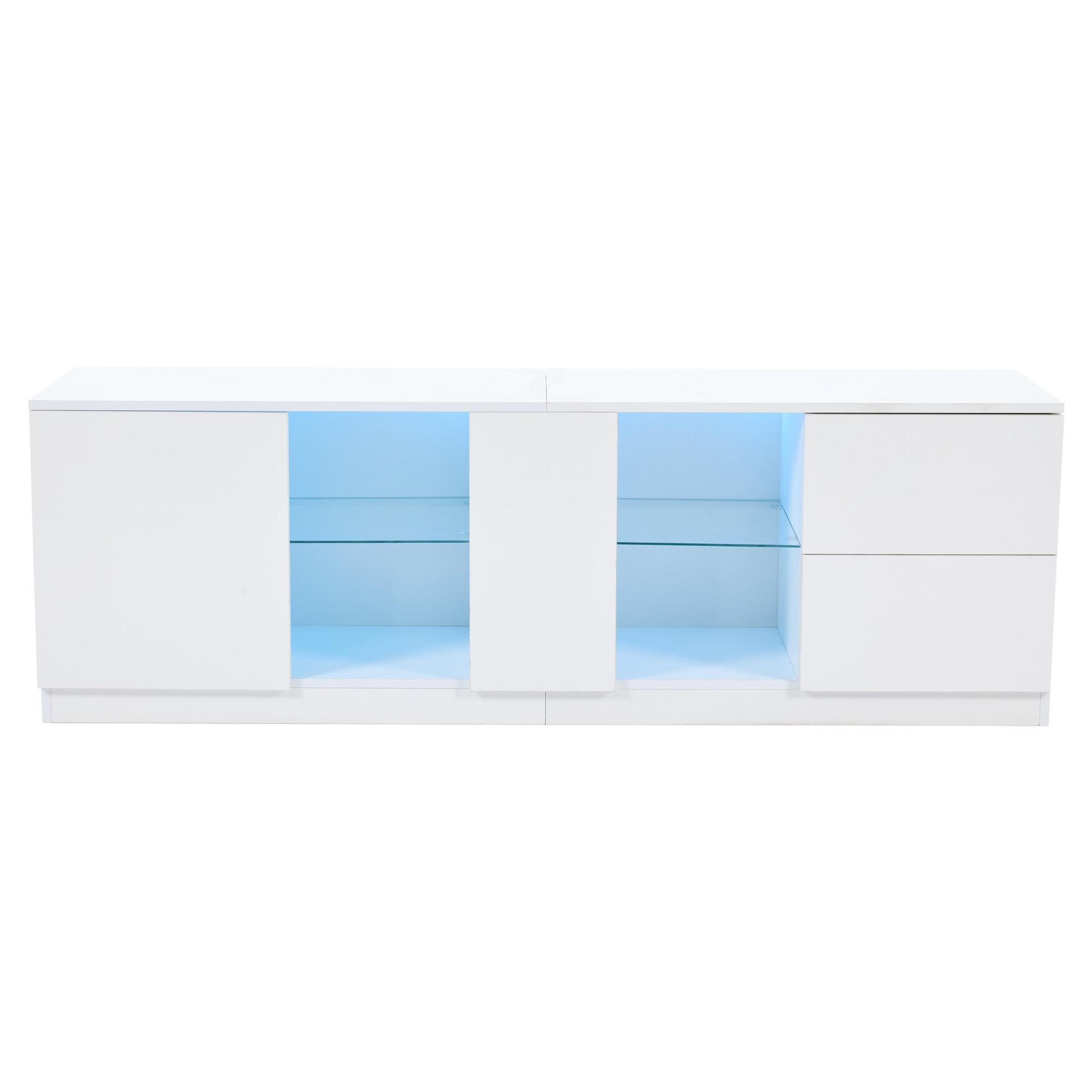 LOWBOARD DE-40333 mit Hochglanz und LED Weiß - Weiß, Holzwerkstoff (160/52/40cm) - ComfortXL