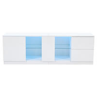 LOWBOARD DE-40333 mit Hochglanz und LED Weiß - Weiß, Holzwerkstoff (160/52/40cm) - ComfortXL