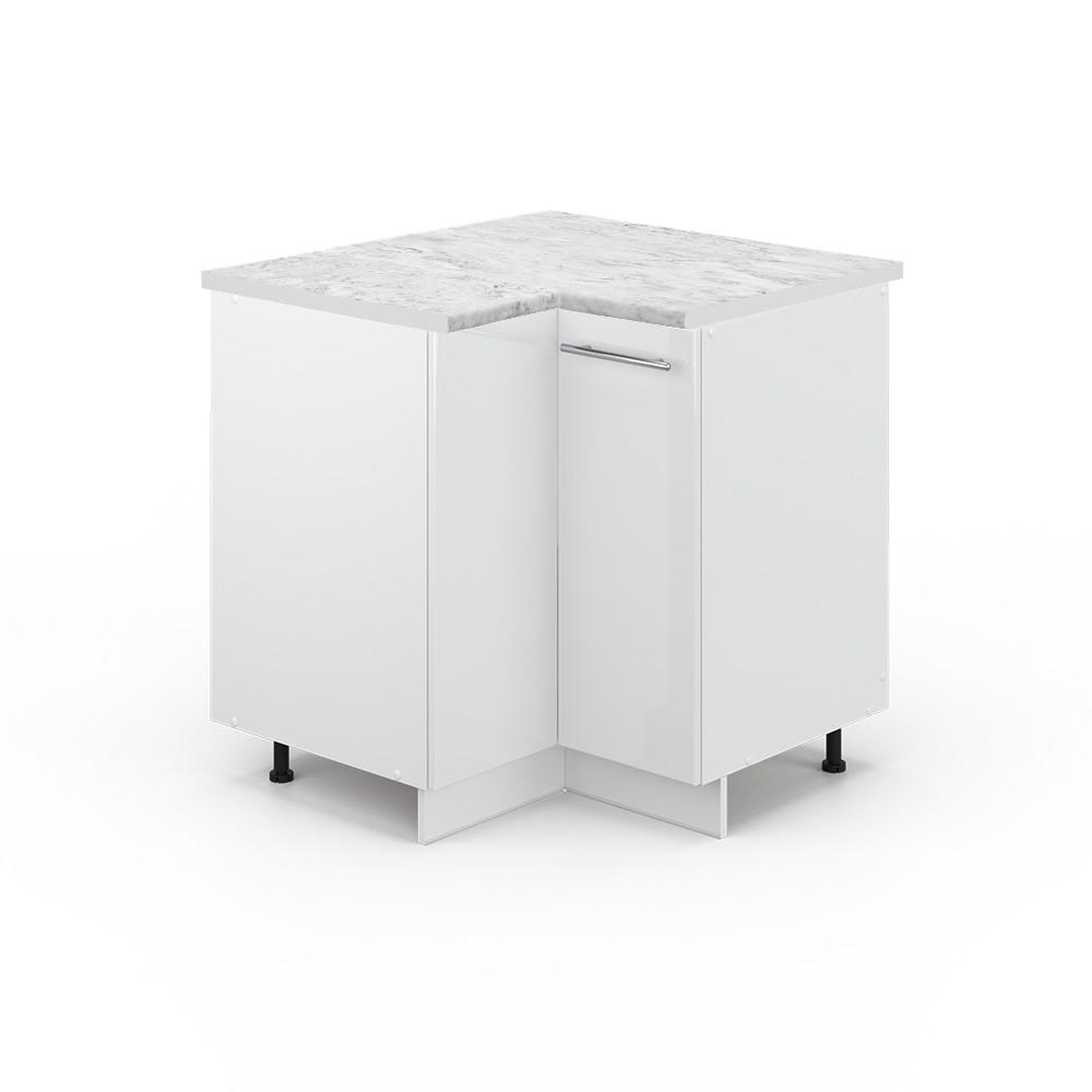 ECKUNTERSCHRANK Fame-Line Weiß Hochglanz 80.5 cm, AP Marmor - Weiß Hochglanz/Weiß, Holzwerkstoff (80.5/82/60cm) - Vicco
