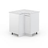 ECKUNTERSCHRANK Fame-Line Weiß Hochglanz 80.5 cm, AP Marmor - Weiß Hochglanz/Weiß, Holzwerkstoff (80.5/82/60cm) - Vicco