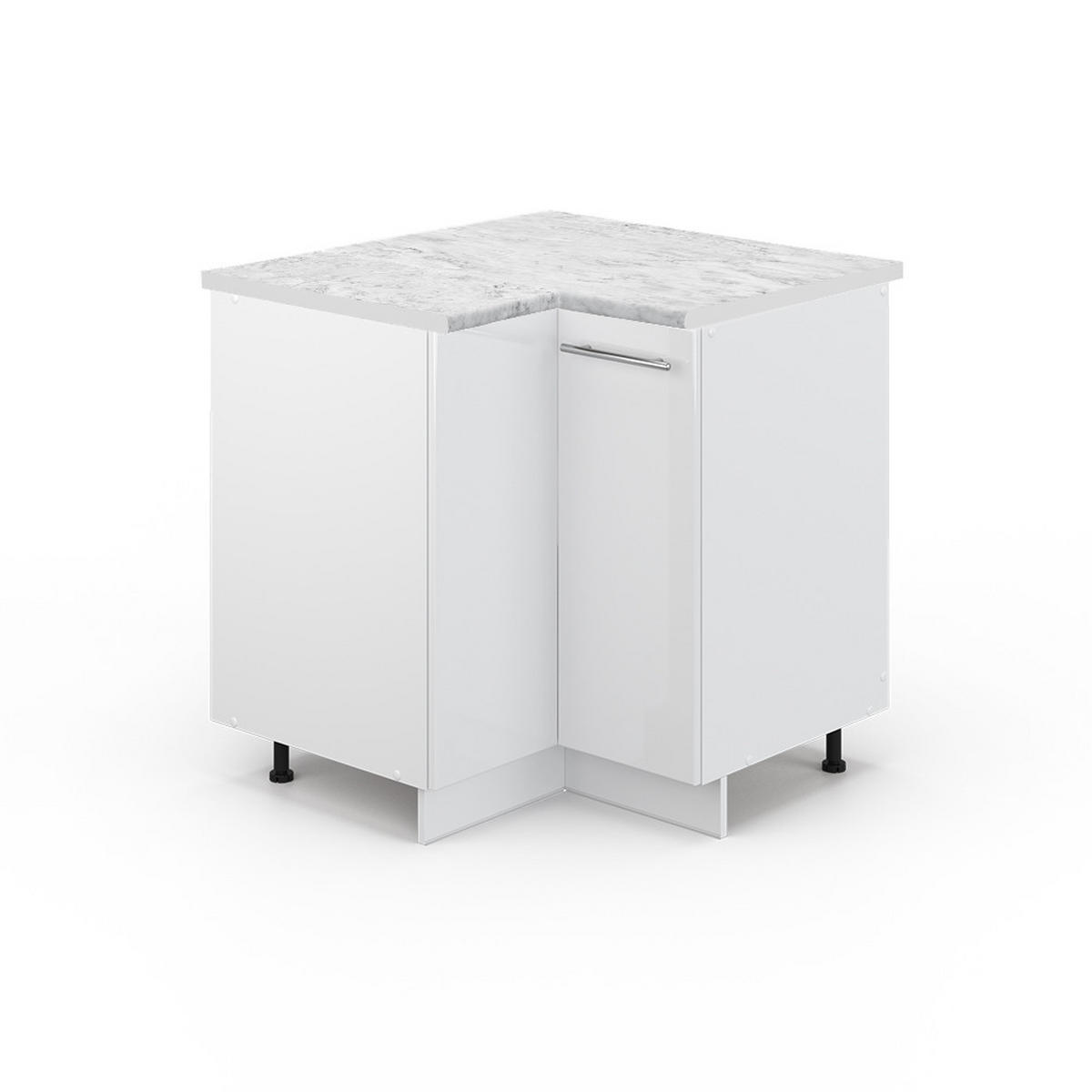 ECKUNTERSCHRANK Fame-Line Weiß Hochglanz 80.5 cm, AP Marmor - Weiß Hochglanz/Weiß, Holzwerkstoff (80.5/82/60cm) - Vicco