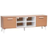 TV-MÖBEL Hellbraun, Weiß ALLOA 40/180/60 cm - Hellbraun, Holzwerkstoff (180/60/40cm) - Beliani