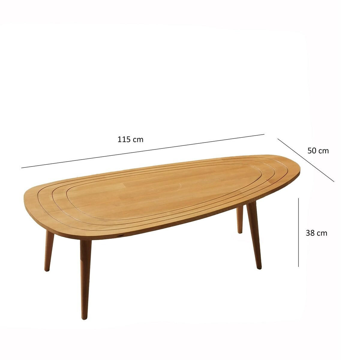 COUCHTISCH mit abgerundeten Kanten 115/50/38 cm - Eschefarben, Holzwerkstoff (115/50/38cm) - Calicosy