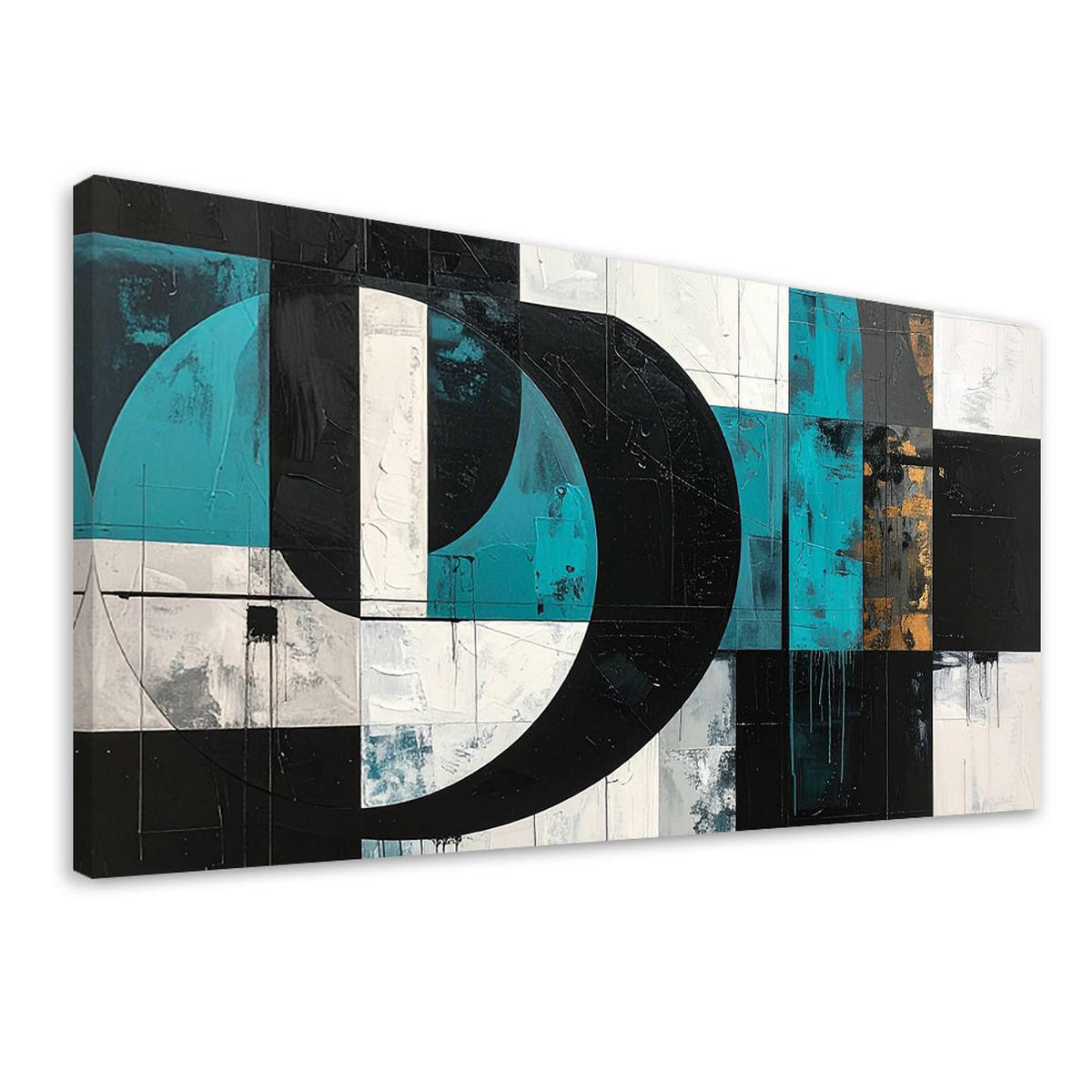 LEINWANDBILD 3D und geometrisch 120x60cm - Türkis, Textil (120/60cm) - Feeby