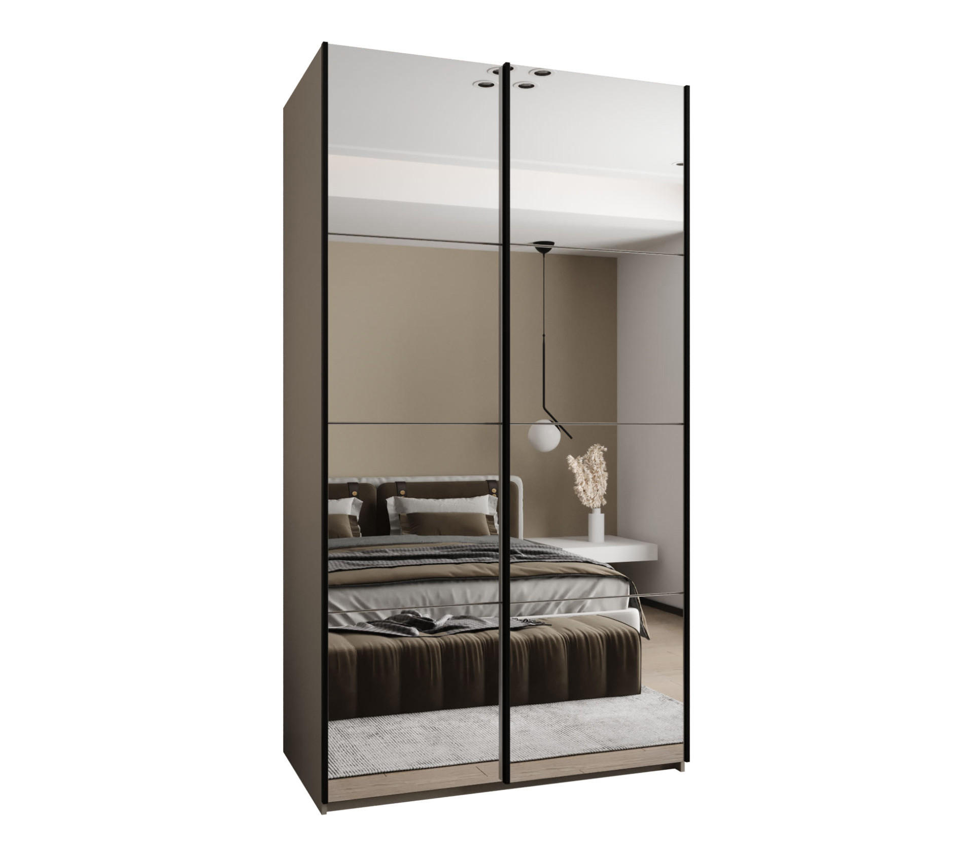 Abiks Möbel Schwebetürenschrank Kaschmir, Kaschmir, Schwarz 130x245x64 cm