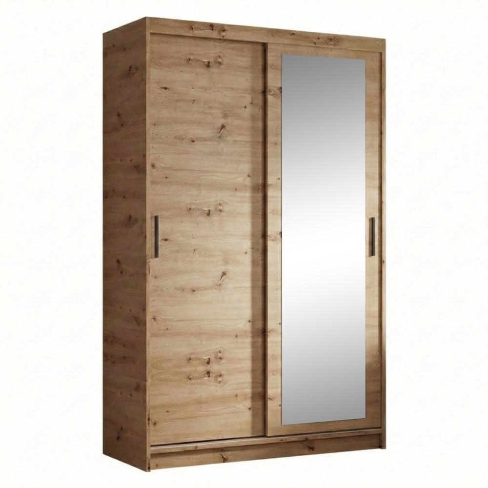 SCHWEBETÜRENSCHRANK Hela 100/205/60 2-türig eiche Artisan mit Schubladen - Eiche Artisan, Holzwerkstoff (100/205/60cm) - Beautysofa