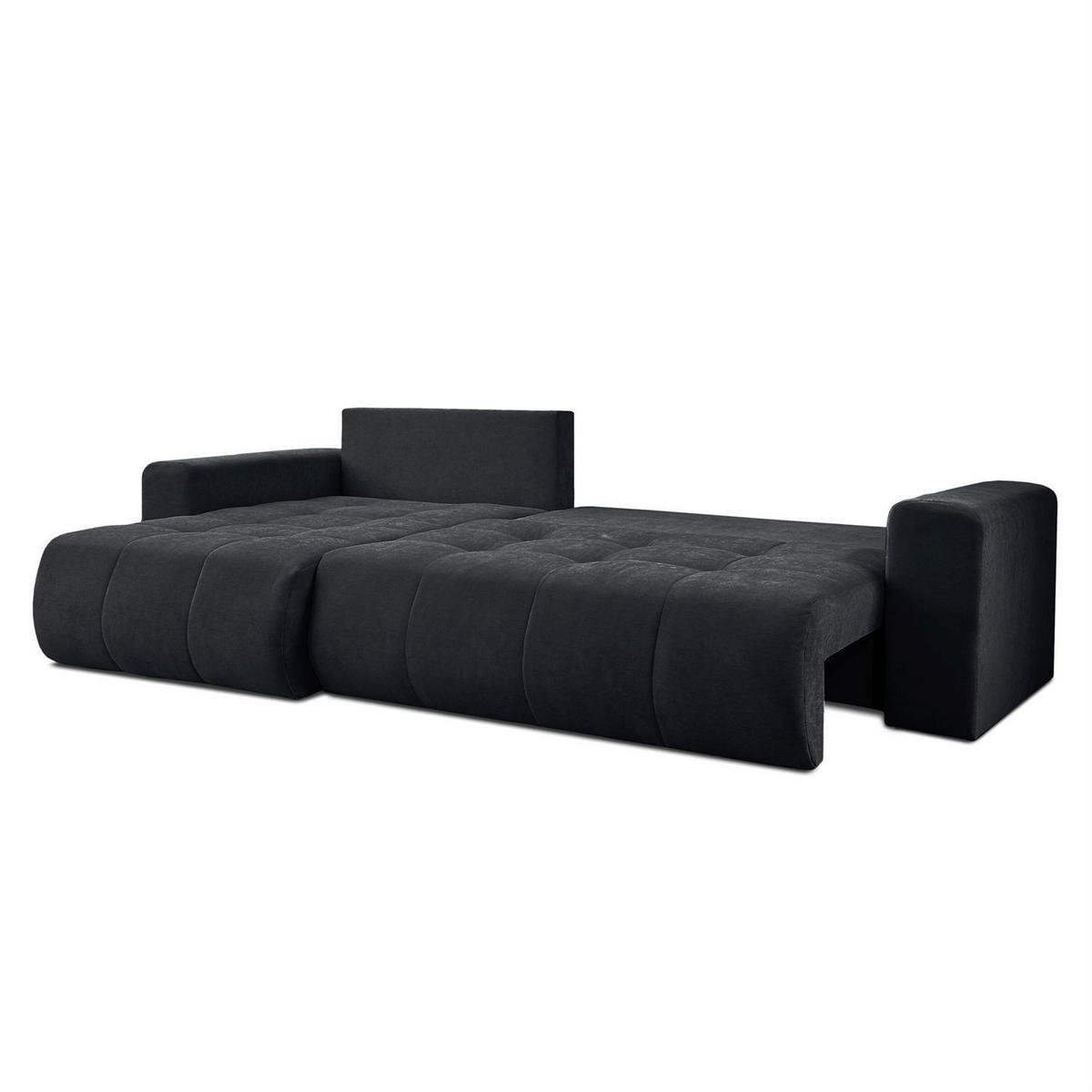 ECKSOFA Gepolstertes CLOUD mit Schlaffunktion und Bettkasten, Wind 99 - Schwarz, Textil (277/143cm) - Lookway