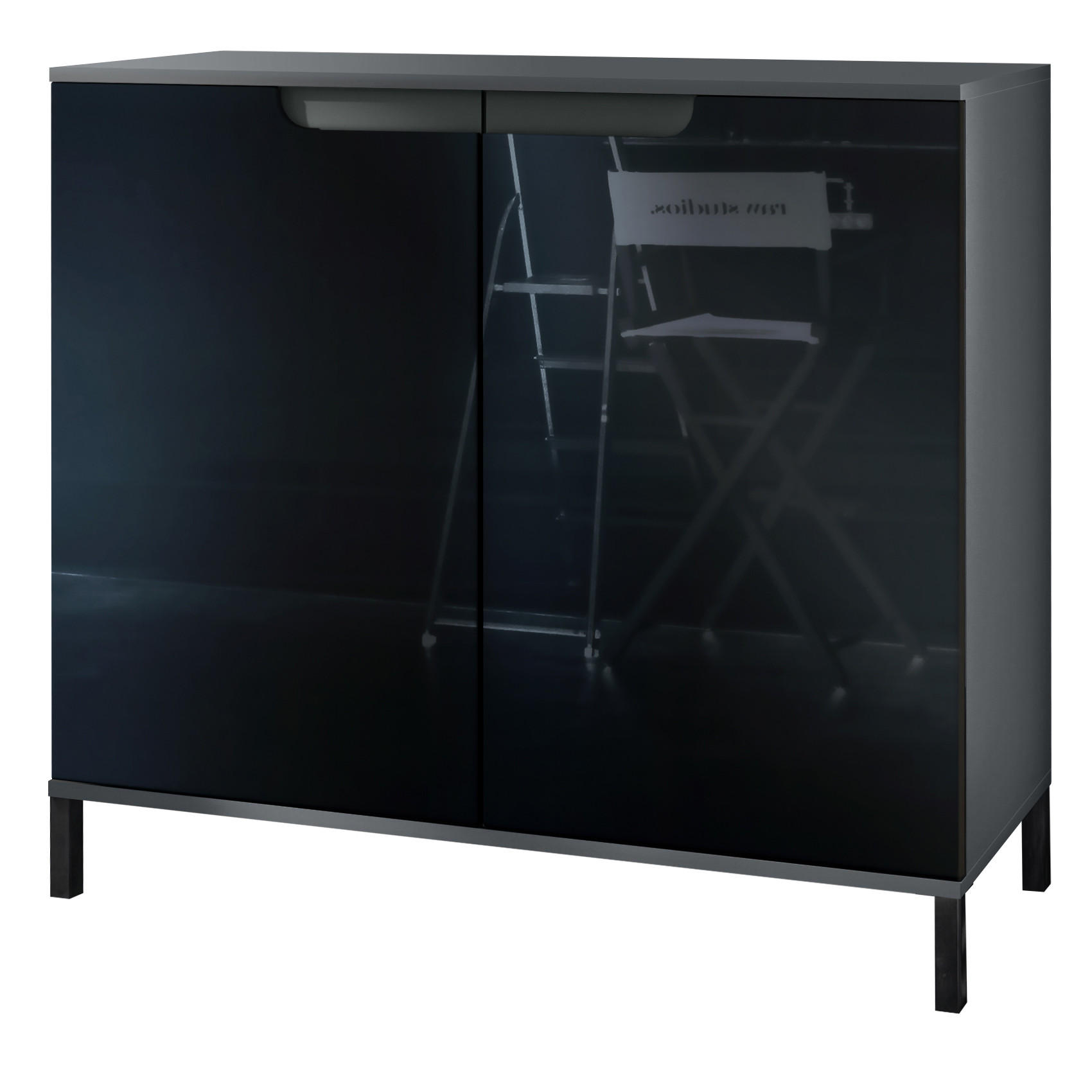 Vladon Kommode Schwarz Hochglanz 92.5x83.5x35 cm