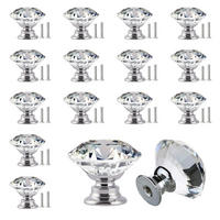 SCHRANKKNOPF Kristall 16er-Set - Transparent, Metall (1.6/3/0.25cm)
