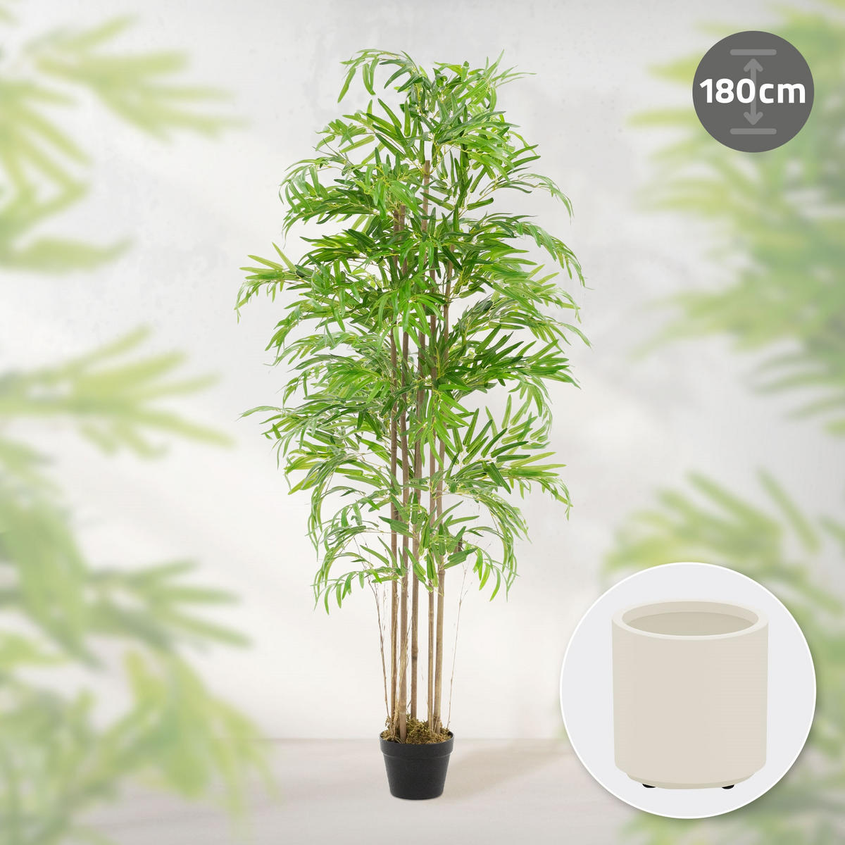 KUNSTPFLANZE Bambus - Anthrazit/Grün, Holz/Kunststoff (180cm) - ML-DESIGN