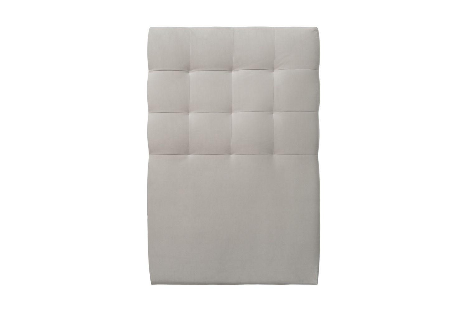 KOPFTEIL gepolstert - Gesteppt – hellgrauer Samtstoff - 90 cm - Beige/Hellgrau, Holz (90/120/10cm) - Sommeil de Plomb