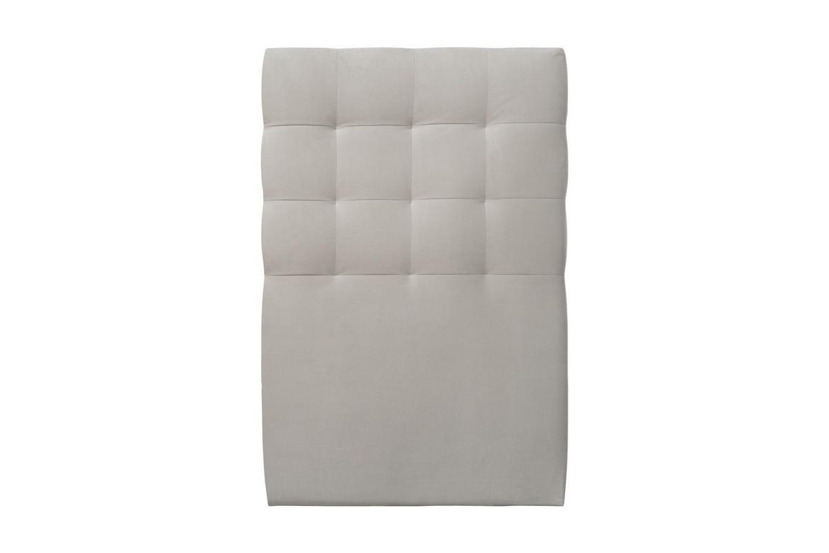 KOPFTEIL gepolstert - Gesteppt – hellgrauer Samtstoff - 90 cm - Beige/Hellgrau, Holz (90/120/10cm) - Sommeil de Plomb