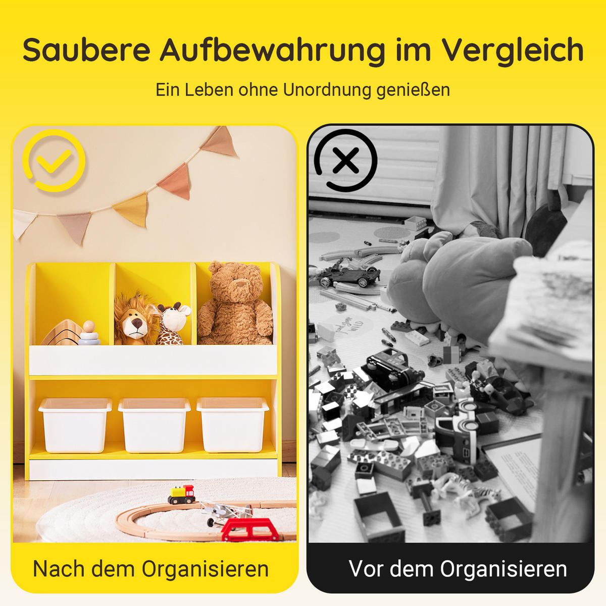 KINDERREGAL Weiß-Gold - Goldfarben/Weiß, Holzwerkstoff (70/58/30cm) - SoBuy