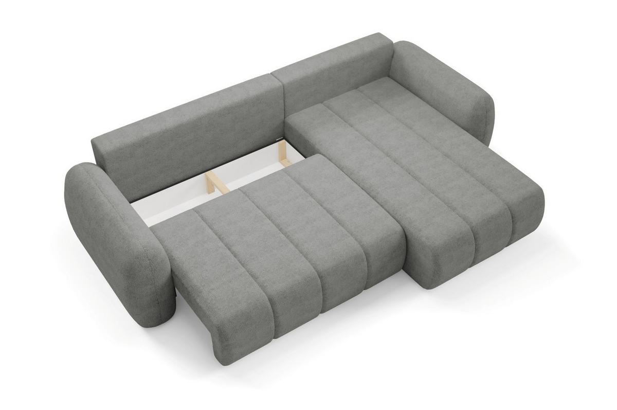 ECKSOFA mit Schlaffunktion Premium Grau - Schwarz/Grau, Holz/Holzwerkstoff (304/190cm) - Furnisell