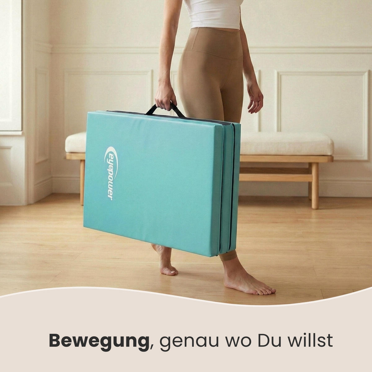 GYMNASTIKMATTE zum Wenden - 180/60/5 cm Faltbare Turnmatte - Mintgrün, Kunststoff (60/180cm) - eyepower