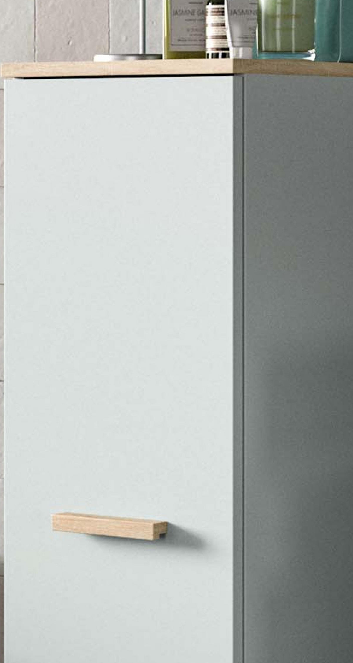 MIDISCHRANK grün, Eiche 34 x 116 cm, Bad Kommode skandinavisches Design - Eichefarben/Grün, Holzwerkstoff (34/116/31cm) - Inn.Furn