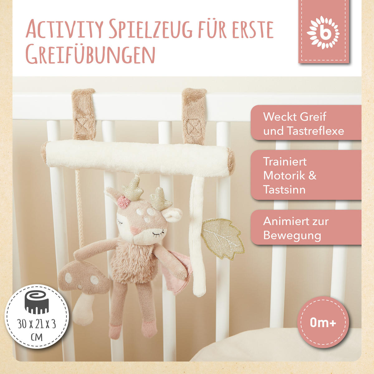 KINDERWAGEN Kette Design Reh - ab Geburt - Beige, Textil (21/30cm) - Bieco Spielwaren