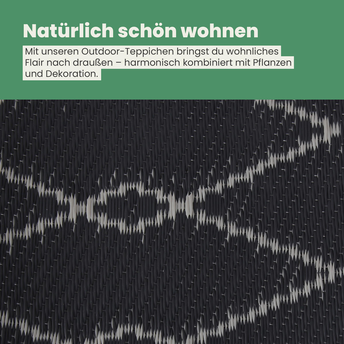 OUTDOORTEPPICH Teppich Wetterfest und UV-Beständig ( 160x230cm / Raute ) für Garten, Balkon, Terrasse - Dunkelgrau, Kunststoff (160/230cm) - Bestlivings