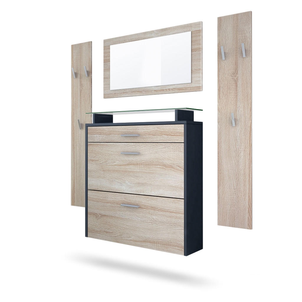 GARDEROBE Malea Fronten in Eiche sägerau - Eiche San Remo, Holzwerkstoff (180/180/23cm) - Vladon