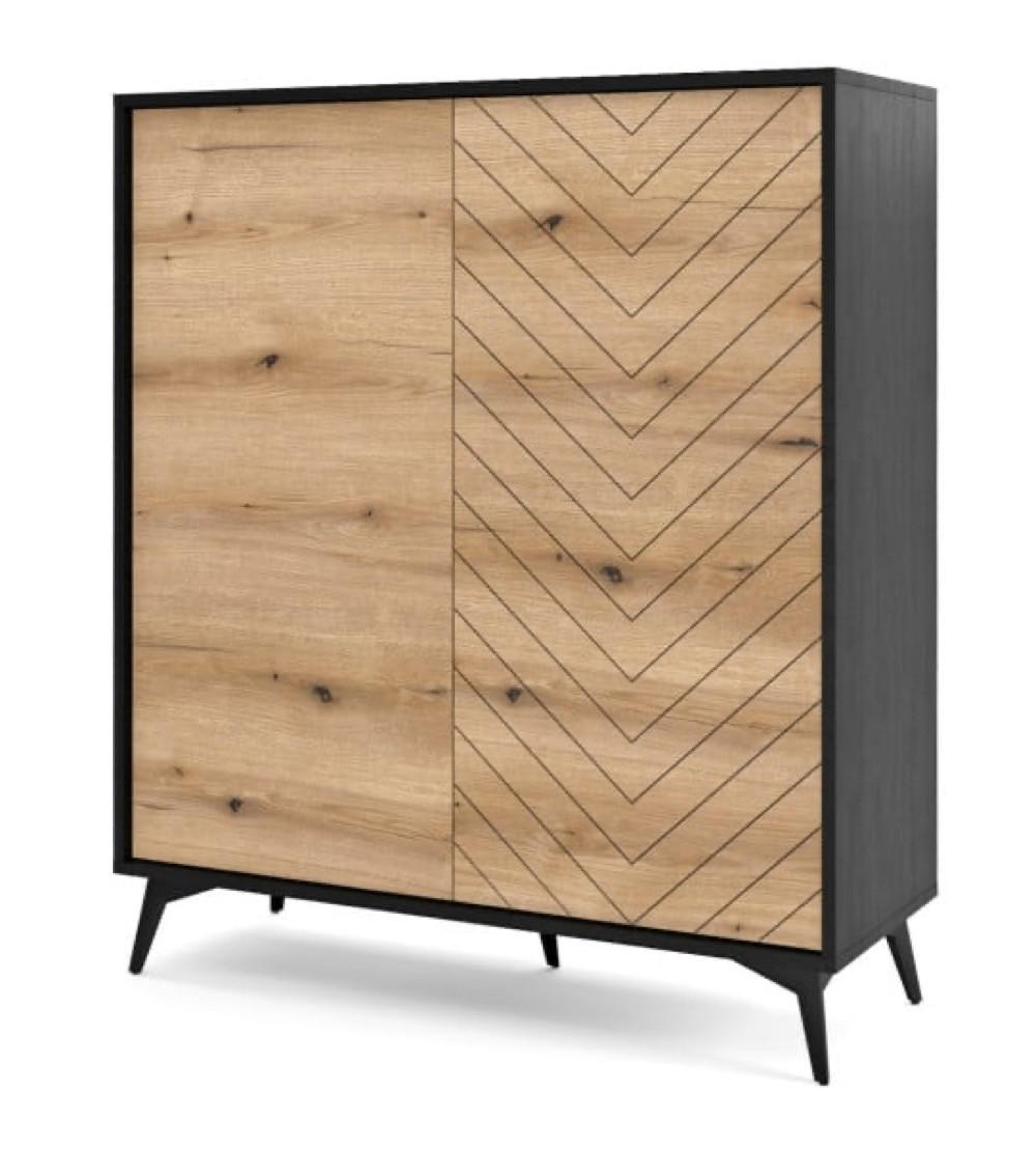 SIDEBOARD Braun DIAMO Jägerzaunmuster KD 104 - Multicolor, Holzwerkstoff (104/119/39cm) - Sepro Meble
