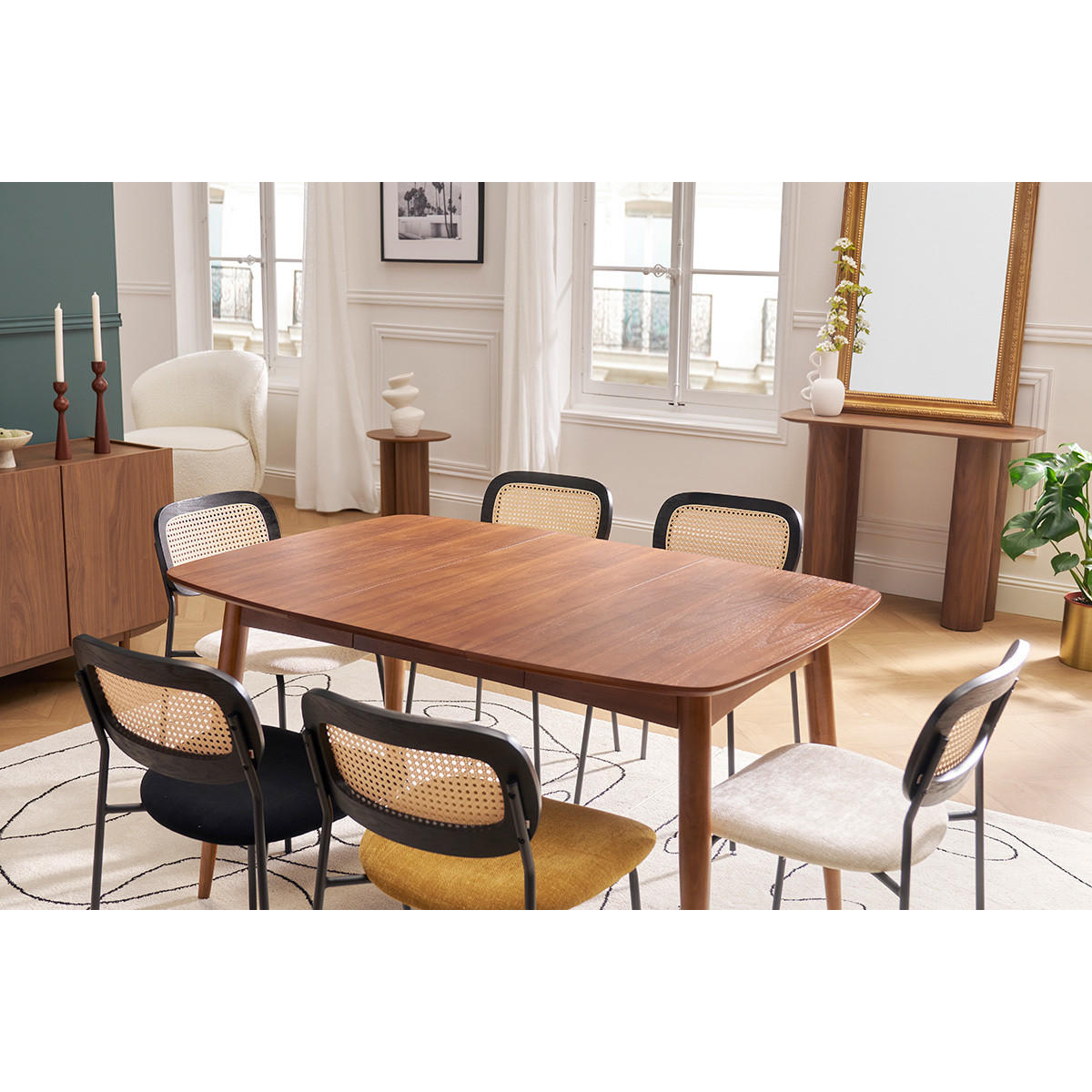 ESSTISCH Ausziehbar Nussbaum 90x130 NORDECO - Walnussfarben, Holz (90/90/75cm) - Miliboo