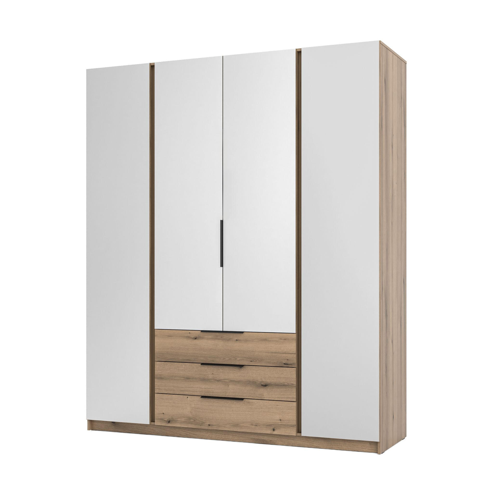 DREHTÜRENSCHRANK CAGLIARI 200/239/61,9cm 4-türig mit Spiegel Goldfarben - Goldfarben, Holzwerkstoff (200/239/61.9cm) - MASSENO