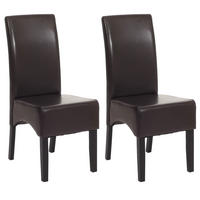 ESSZIMMERSTUHL 2er-Set klassisch und zeitlos 90x43x56cm Sitzhöhe 45cm Kunstleder dunkle Beine Braun - Braun, Kunststoff (43/90/56cm) - CHEFGASTRO