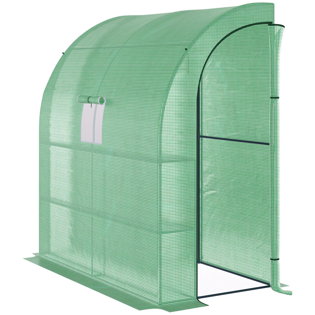 FOLIENGEWÄCHSCHAUS DE-05754 Mit Mesh-Fenster, aufrollbare Türen Grün - Grün, Kunststoff/Metall (100/215/200cm) - ComfortXL