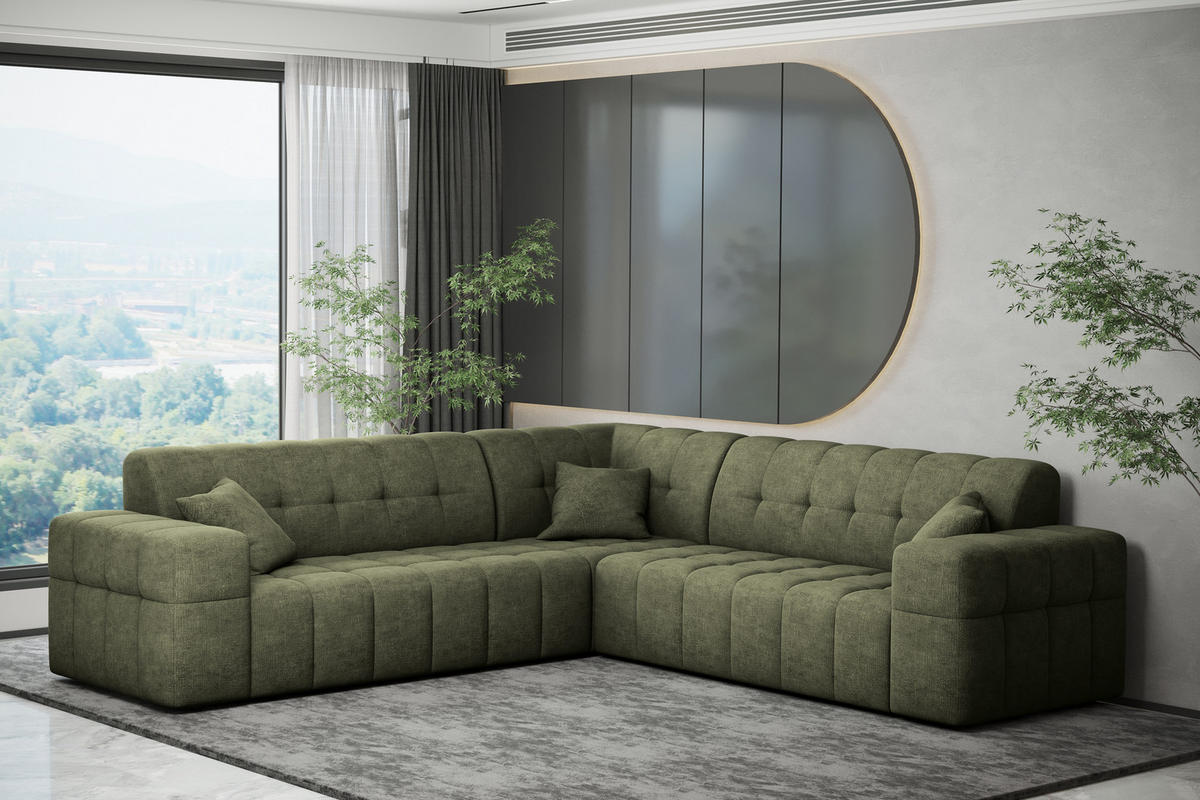 ECKSOFA Corner NIMES Stoff Perfect Harmony Grün - Grün, Holz (246/246cm) - Kaiser Möbel