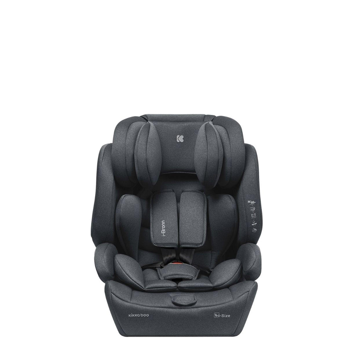 KINDERSITZ I-Bronn i-Size grau (76-150cm) Isofix, Top Tether, Kissen, Gurt - Grau, Kunststoff (43/59/46cm) - Kikka boo