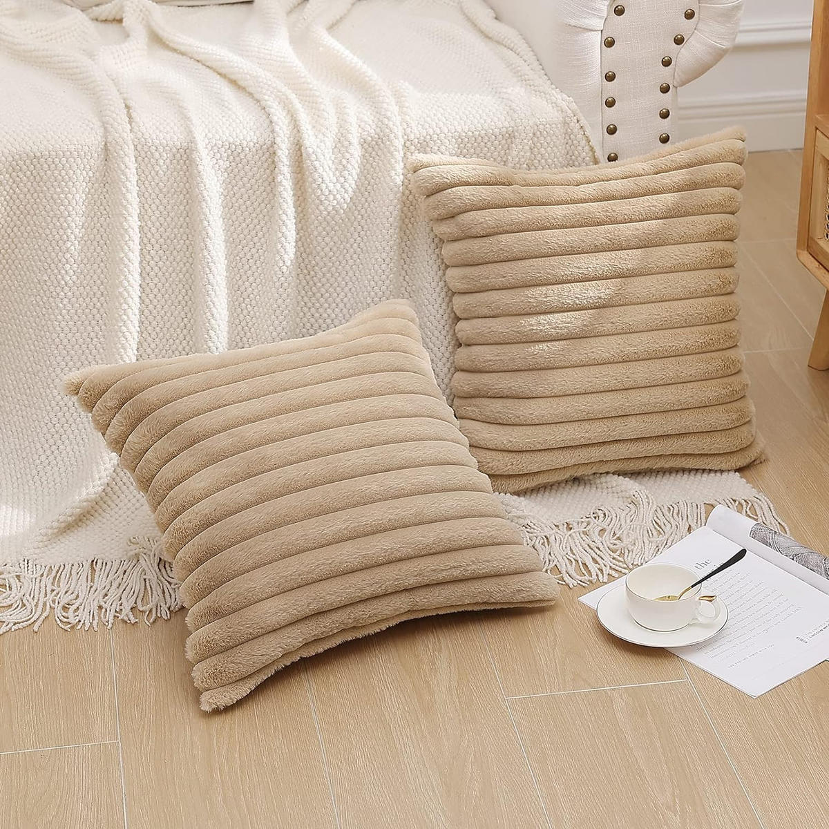 KISSENHÜLLE Velvety 45/45 cm，2er-Set - Braun, Textil (45/45cm) - Kaket