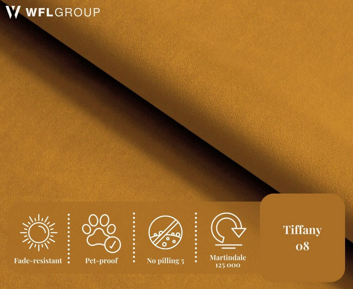 ECKSOFA Nora L-Form 3-Sitzer Universell, Samt, Senfgelb 223/73/223 cm - Dunkelgelb/Schwarz, Kunststoff/Textil (223/223cm) - WFL GROUP