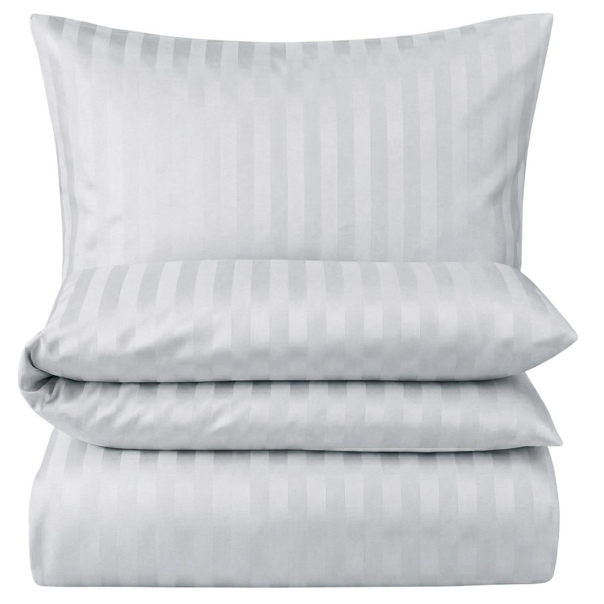BETTWÄSCHE Damast 135x200 Silber Grau gestreift - Silberfarben, Naturmaterialien/Textil (135/200cm) - Carpe Sonno