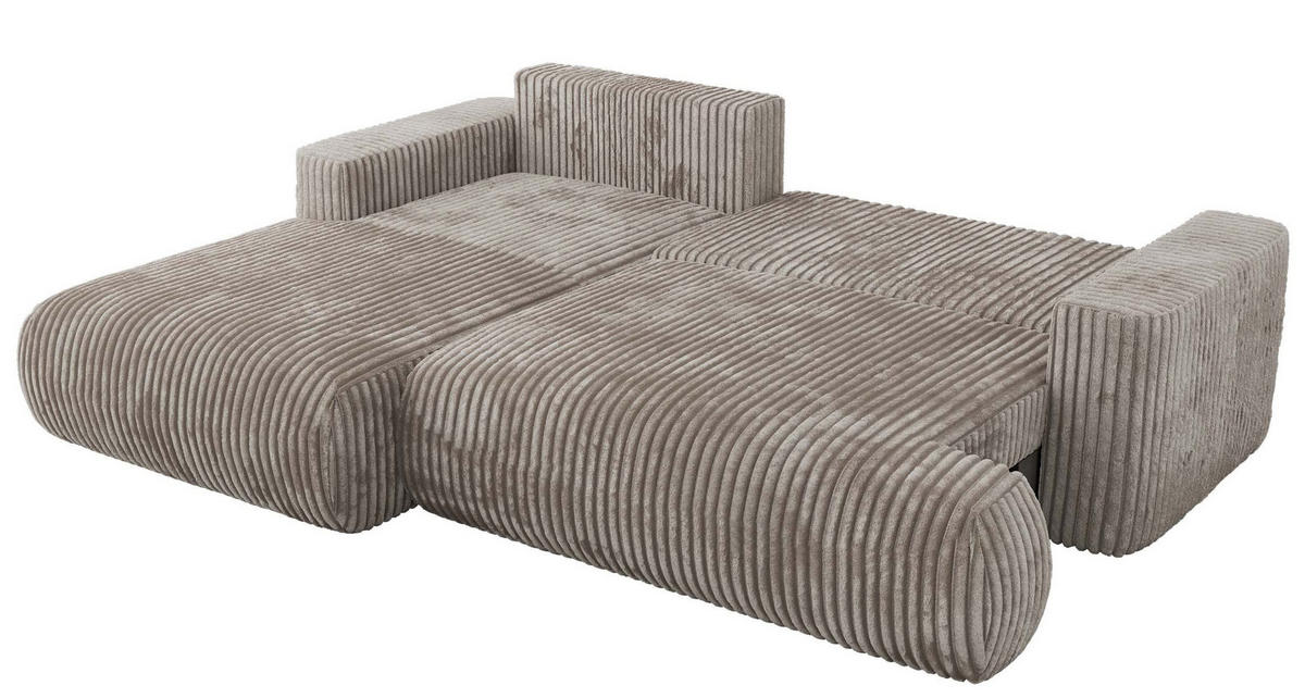 ECKSOFA OVO L Hellbraun Cord - Links Seite - Hellbraun/Schwarz, Kunststoff/Textil (271/195cm) - MKS