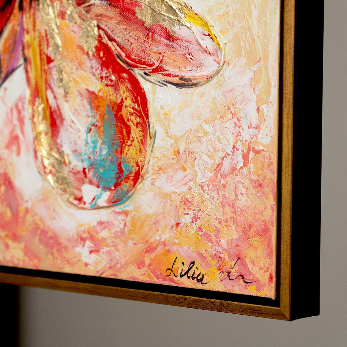 GEMÄLDE Sonnenaufgang Schattenfugenrahmen gold 100x50 cm - Goldfarben, Holz (100/50cm) - YS-art gallery