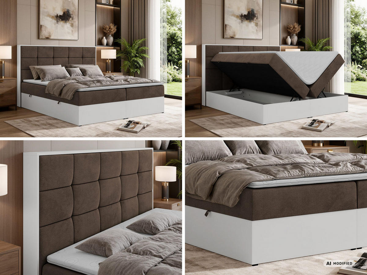 BOXBETT ALVIT 200/200 - Braun Velvet - Topper Visco - H3 - Schwarz/Braun, Kunststoff/Textil (200/200cm) - MKS