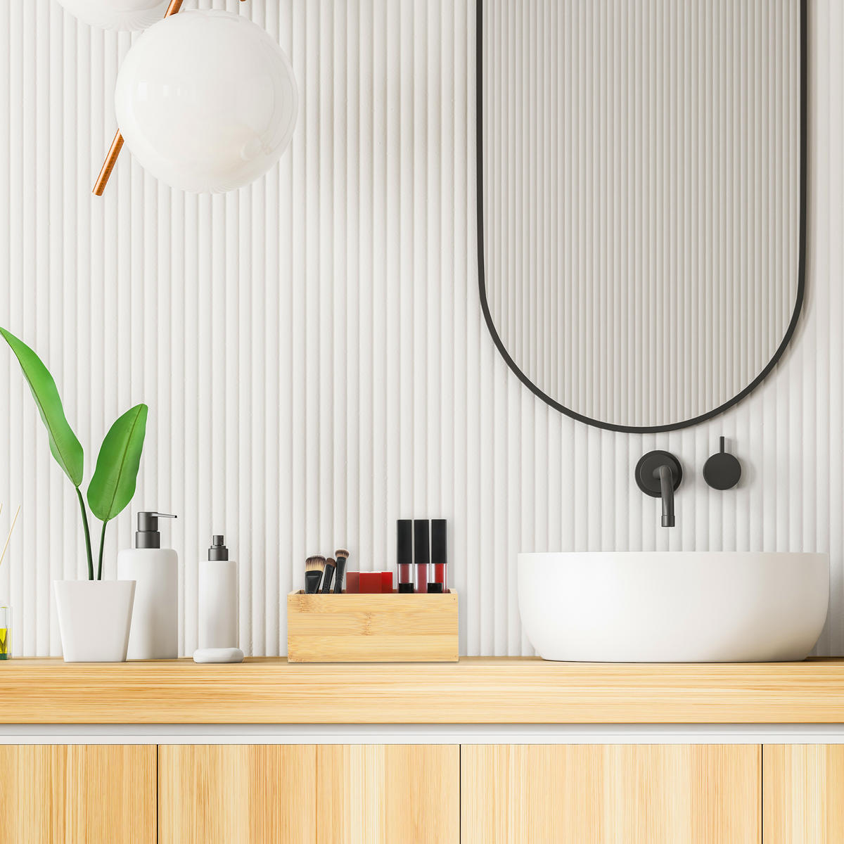 BAMBUS Box - Hellbraun, Holz/Holzwerkstoff (16.5/6.5/10cm) - Relaxdays