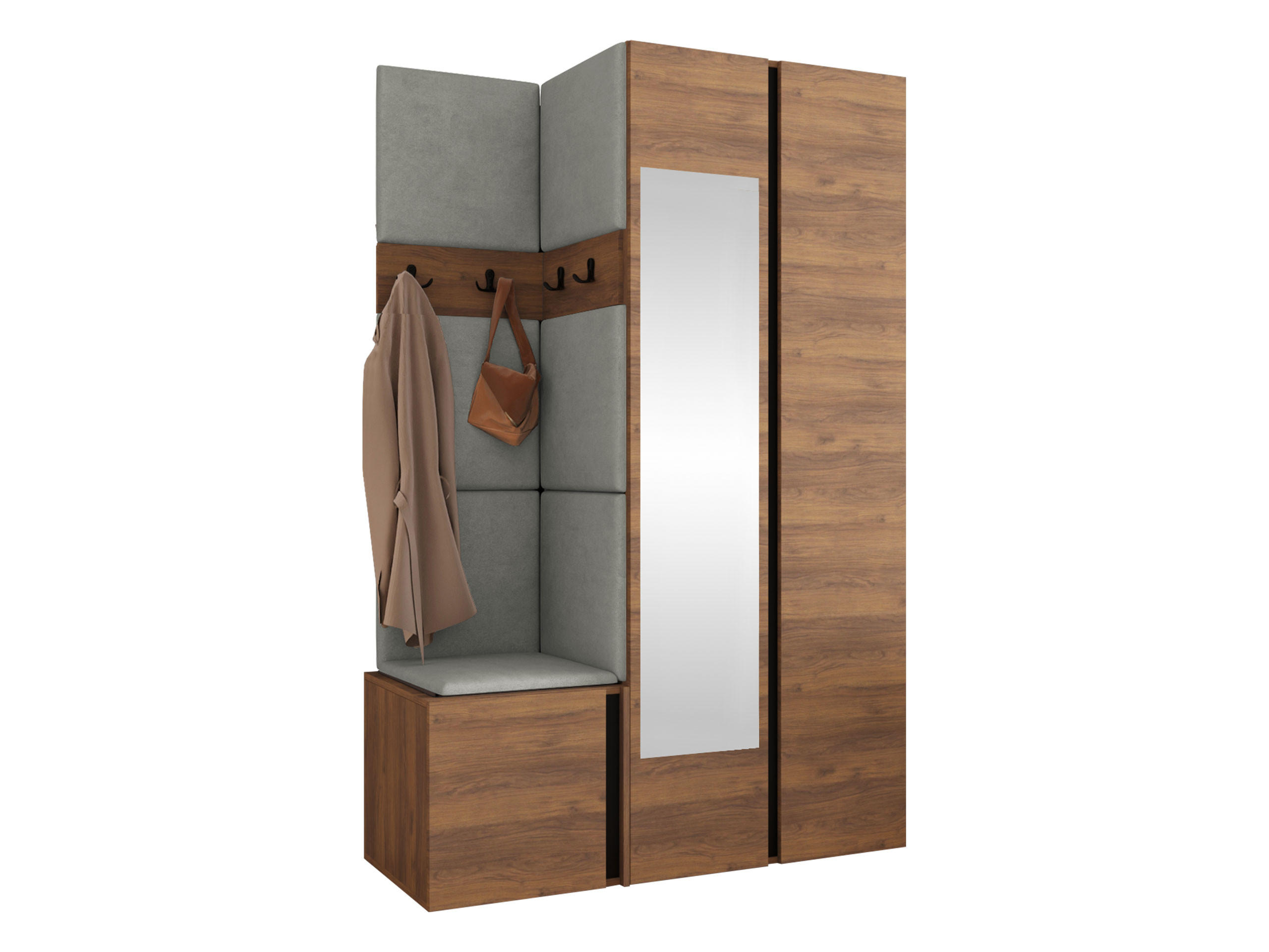MOBILIER PENTRU HOL Orion XXVI - culoare lemn de nuc/gri, material plastic/compozit lemnos (116/186/46cm) - MIRJAN24