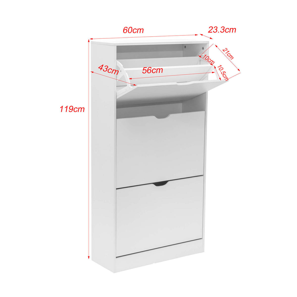 SCHUHSCHRANK Weiß 23/23/119 cm - Weiß, Holzwerkstoff (23/119/23cm) - Mobili Rebecca