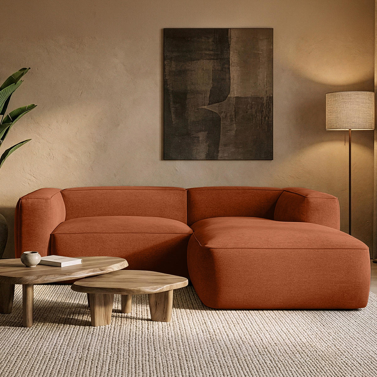 ECKSOFA RECHTS FUBBO, Rot - Rot, Holz/Holzwerkstoff (225/176cm) - KONSIMO®