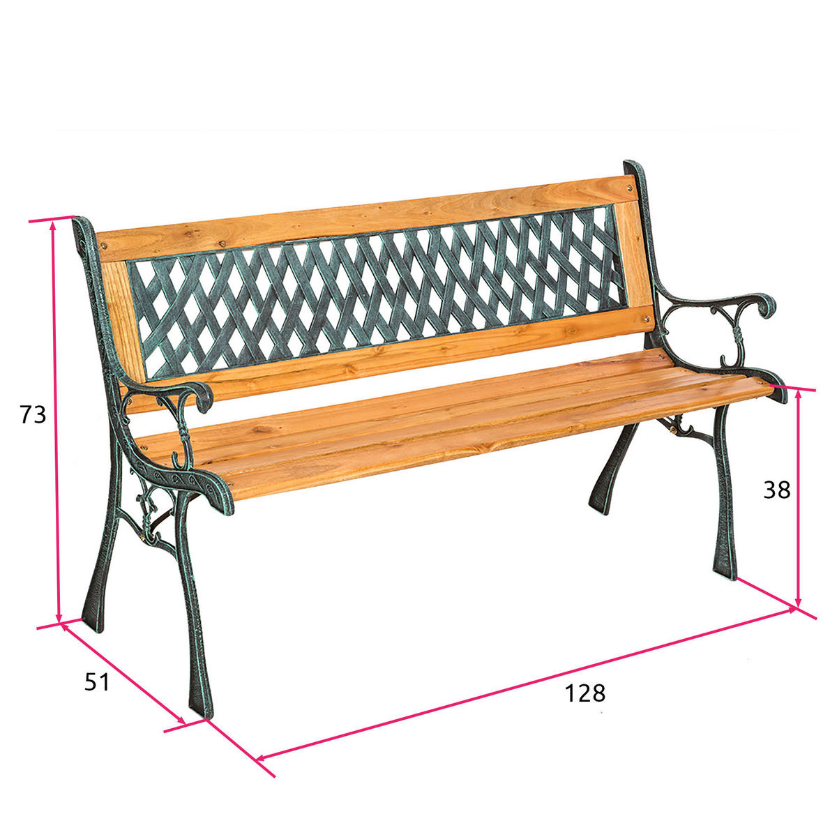 GARTENBANK Tamara,128 x 51 x 73 cm,braun - Braun, Holz (51/73/128cm) - tectake