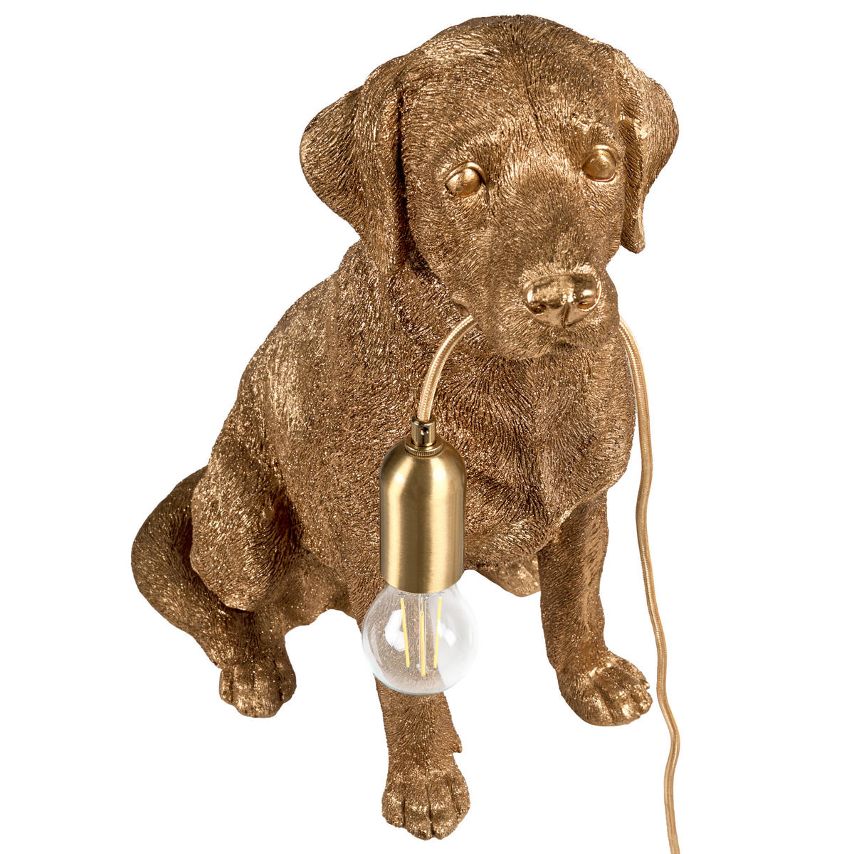 TISCHLAMPE Hund Gold Marley - Messingfarben/Goldfarben, Kunststoff (34/26/49cm) - Beliani