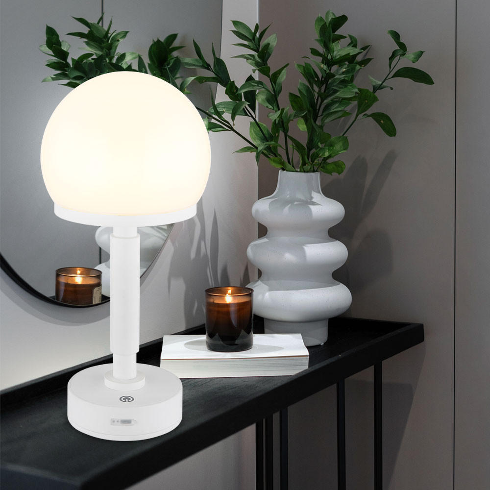 LED TISCHLEUCHTE HAKU Weiß - Weiß, Kunststoff (14/14/29.5cm) - Globo Lighting