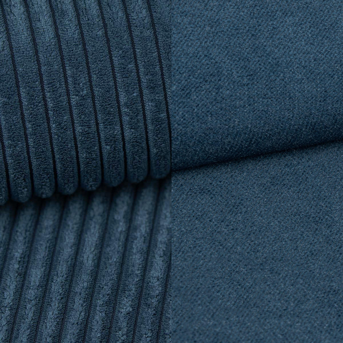 ECKSOFA SORGE Blau Plüsch-Stoff mit Schlaffunktion - Blau, Holz (220/143cm) - MASSENO