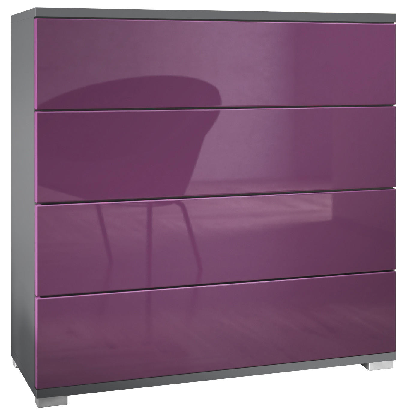 KOMMODE Pavos Brombeer Hochglanz - Brombeere, Holzwerkstoff (76/76/35cm) - Vladon