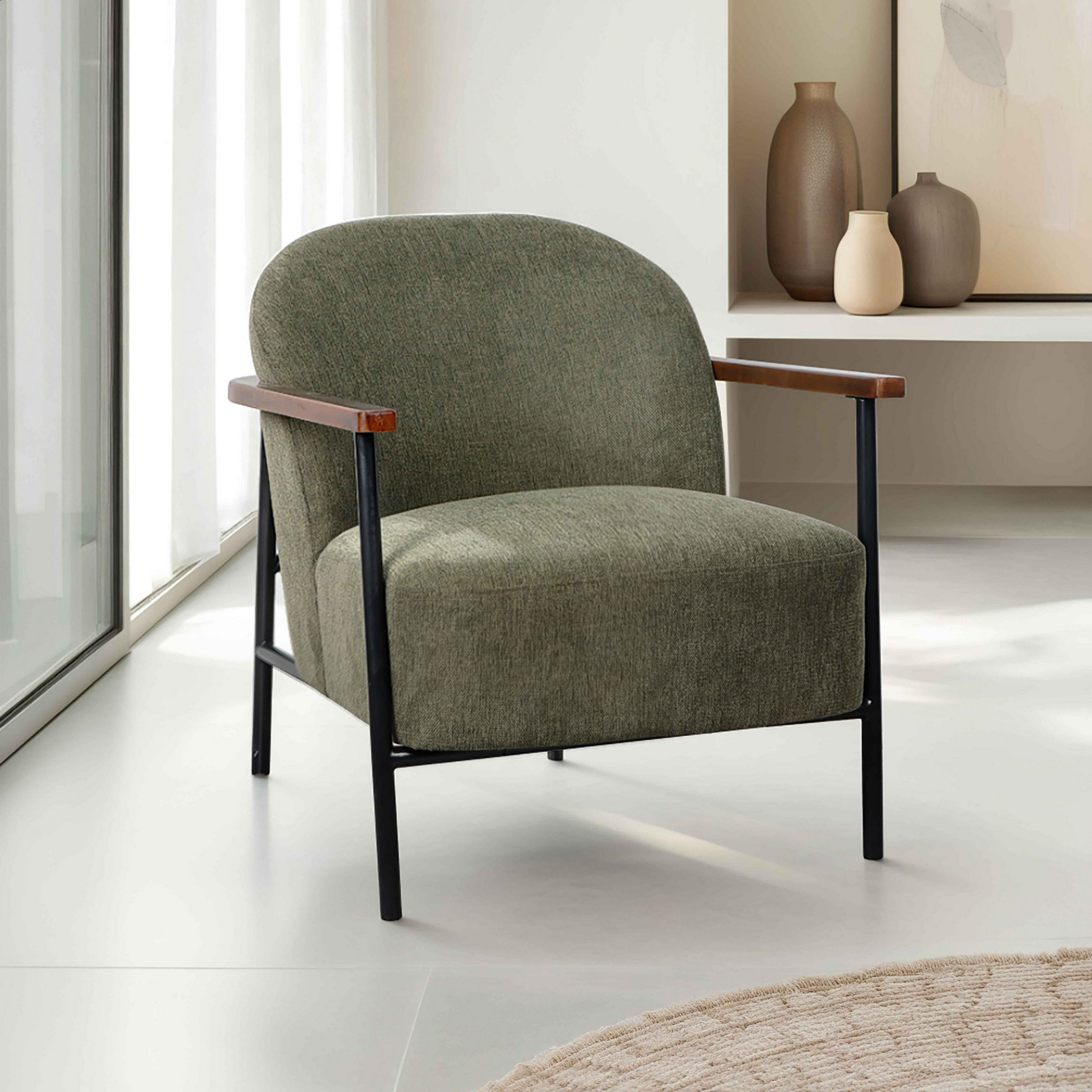 RELAXSESSEL, Dunkelgrün - Grün, Textil (71/77/82cm) - Oviala