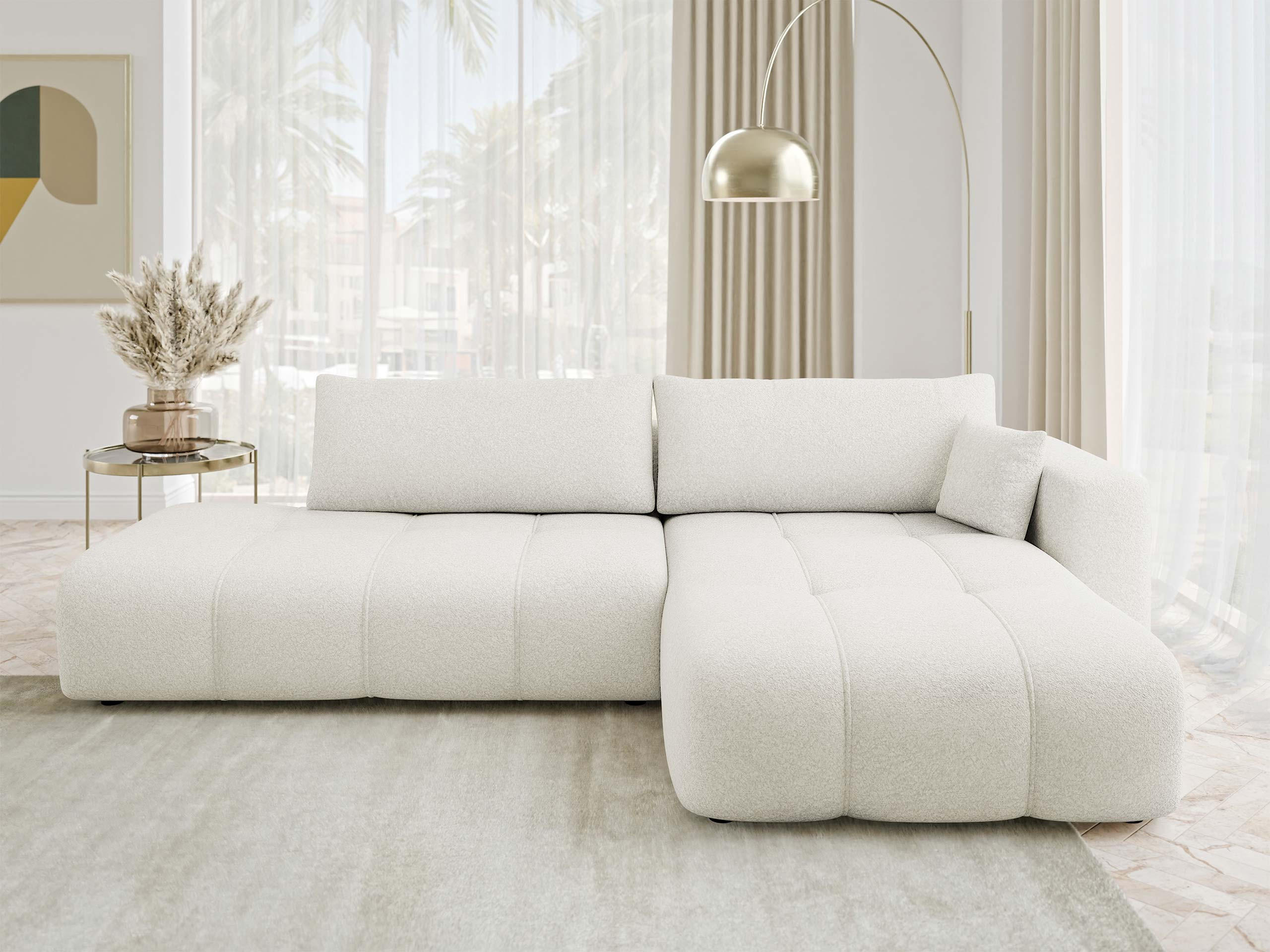 ECKSOFA Furyn O Boucle, Seite: Rechts - Creme/Schwarz, Holzwerkstoff/Kunststoff (262/145cm) - MIRJAN24